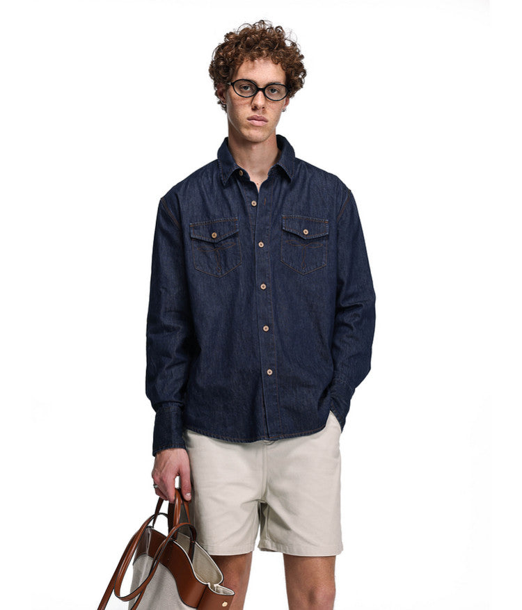 High-Quality Washed Denim Shirt