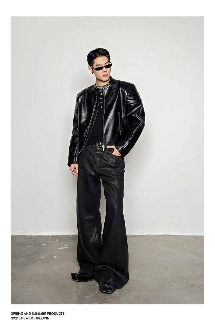 Waxed Glitter Bootcut Jeans