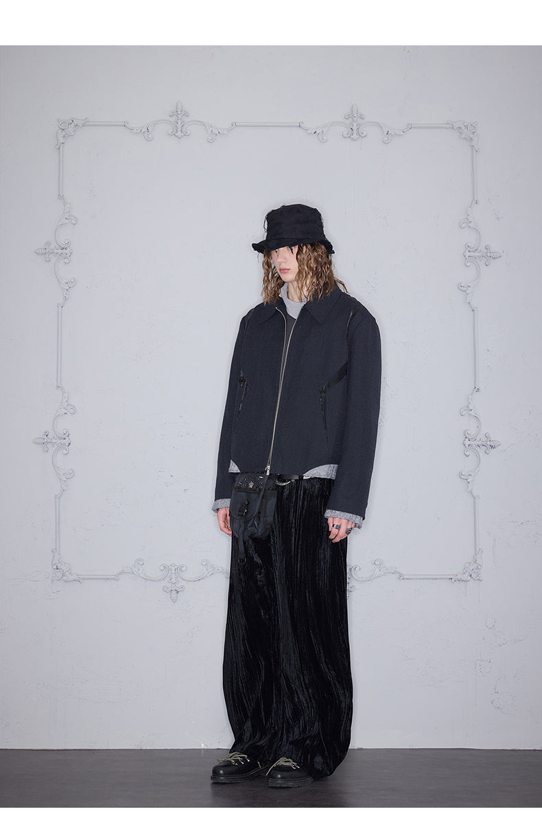 Pleated Velvet Casual Pants