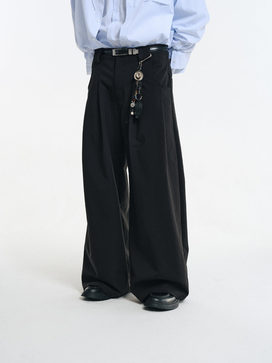 Wrinkle-resistant double-pleated casual pants