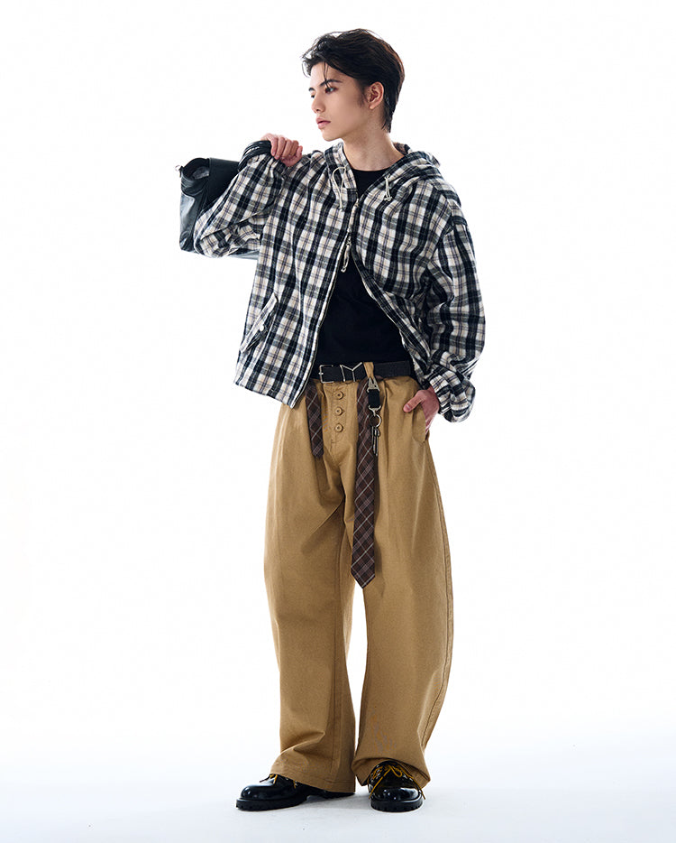 Checkered hooded shirt