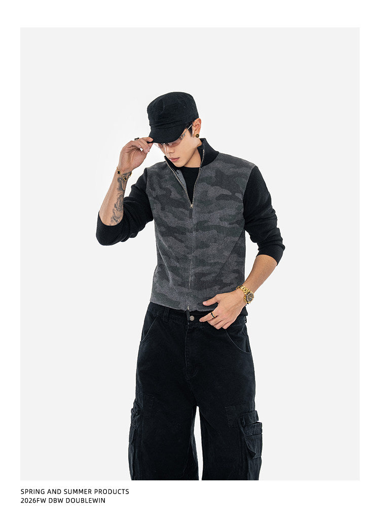 High-Neck Knit Cardigan