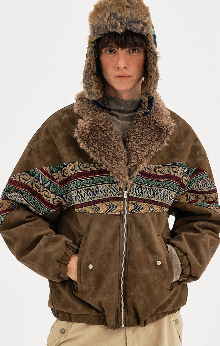 Faux Suede Embroidered Jacket