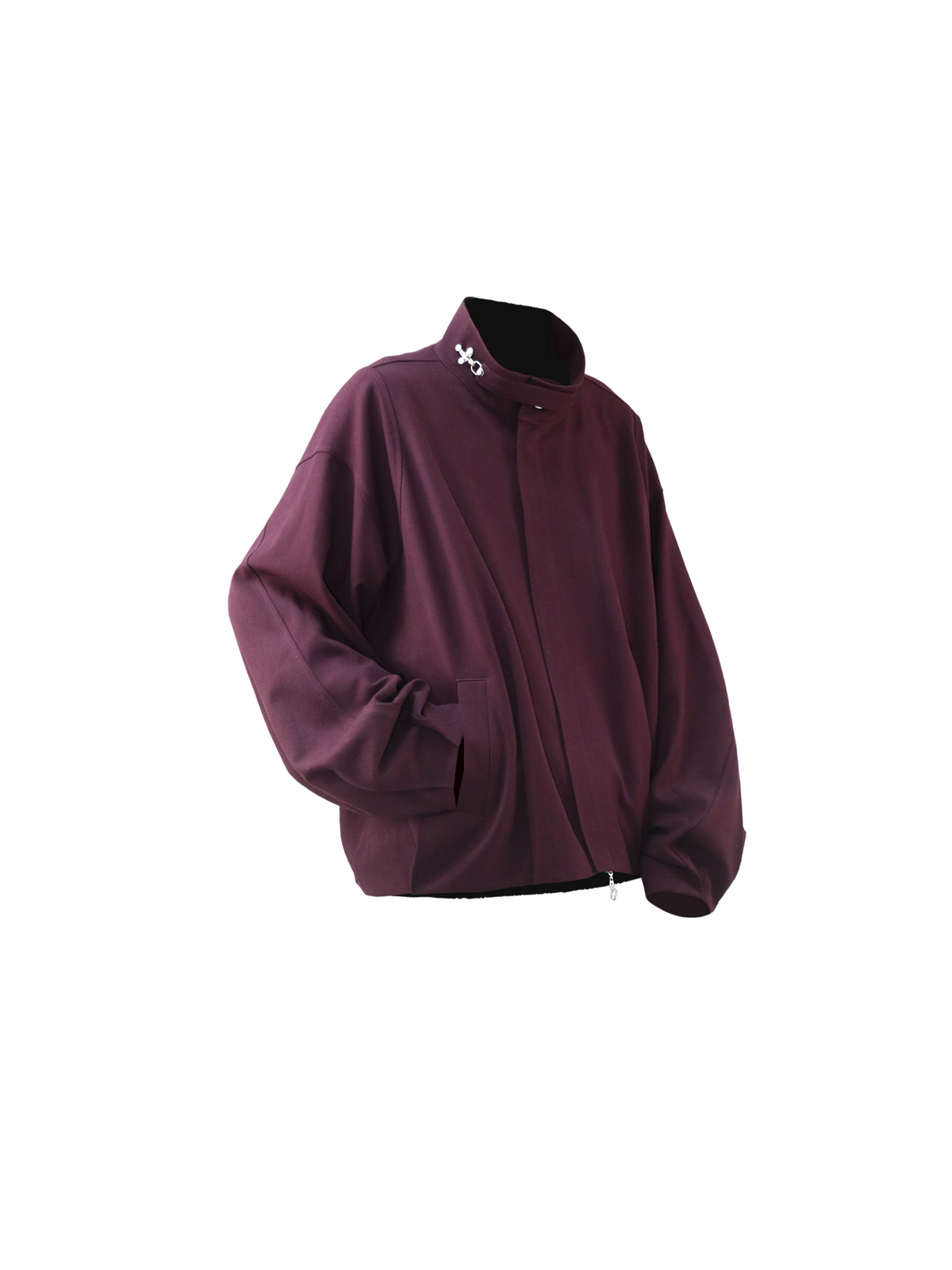 Casual Stand-Collar Jacket with 3D Pleats