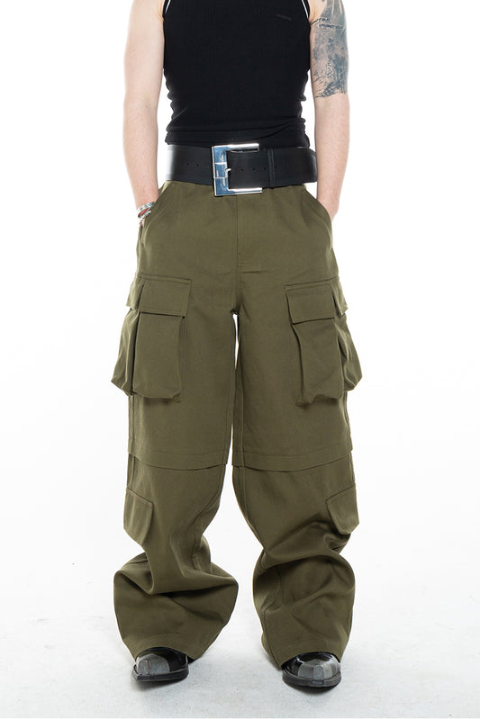 Three-dimensional pocket washed cargo pants