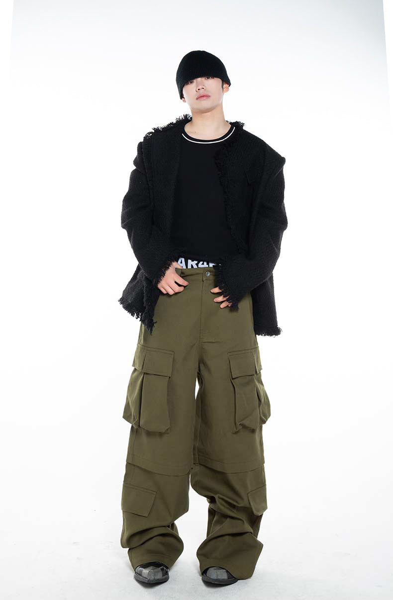 Three-dimensional pocket washed cargo pants