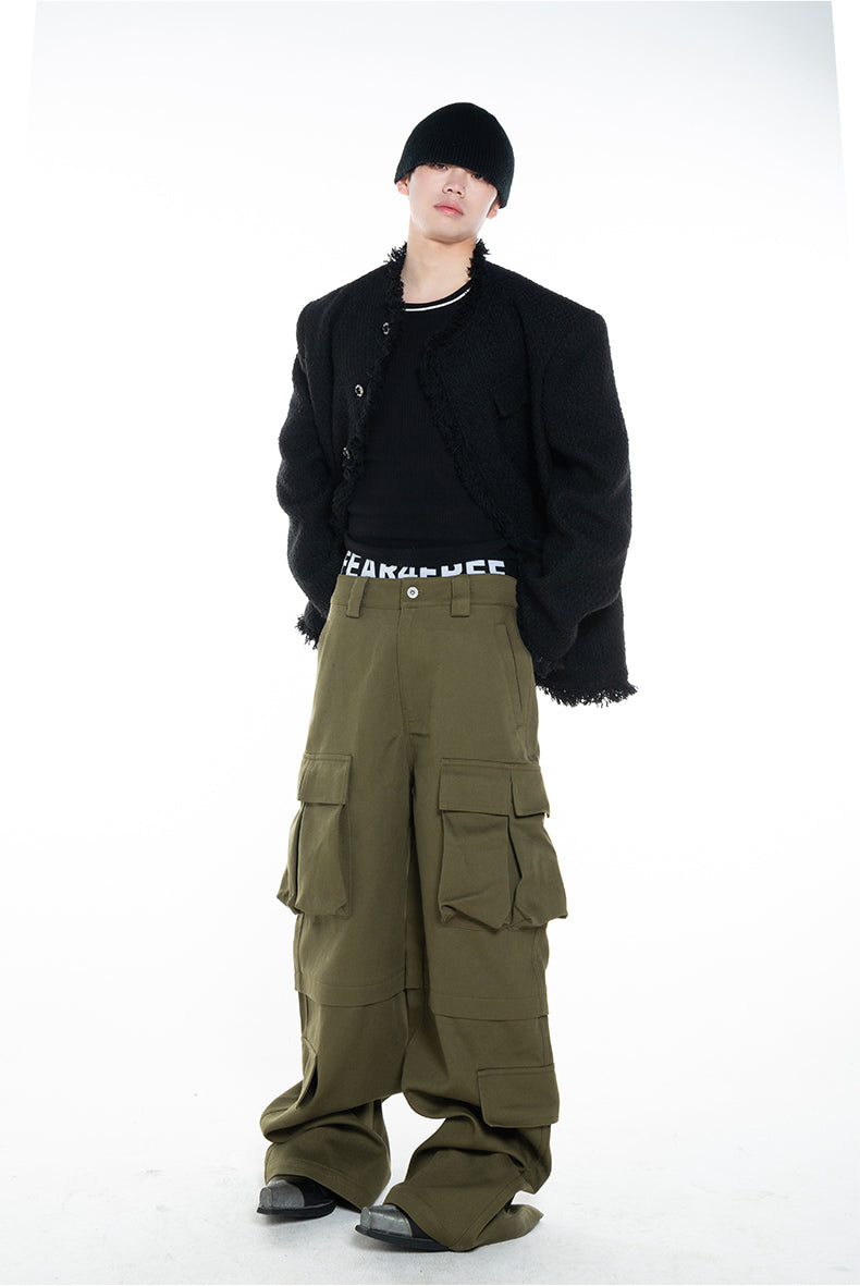 Three-dimensional pocket washed cargo pants