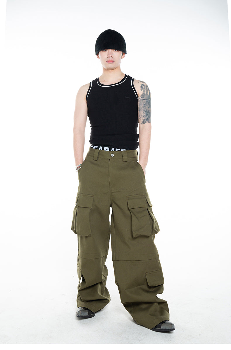 Three-dimensional pocket washed cargo pants