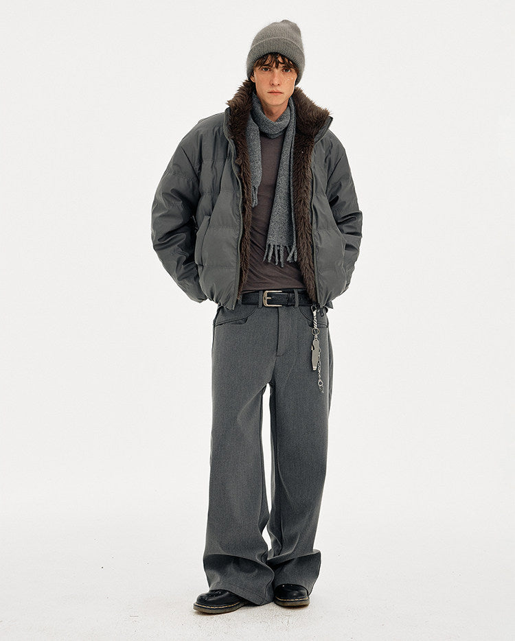 Retro Style Fur Collar Down Jacket