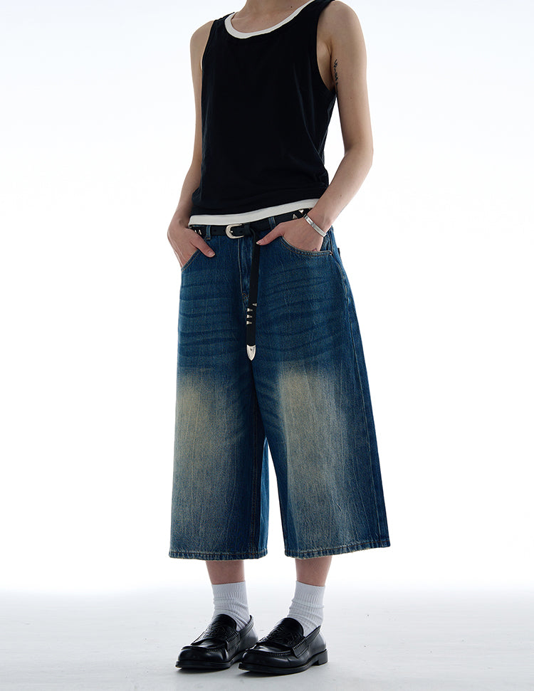 Old wash denim shorts