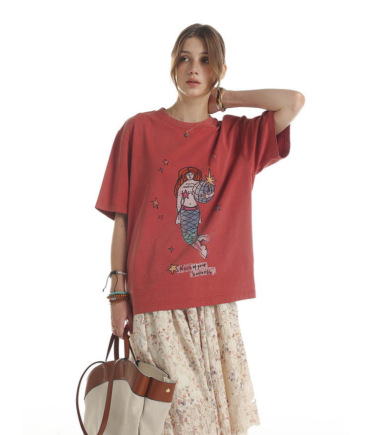Mermaid print T-shirt