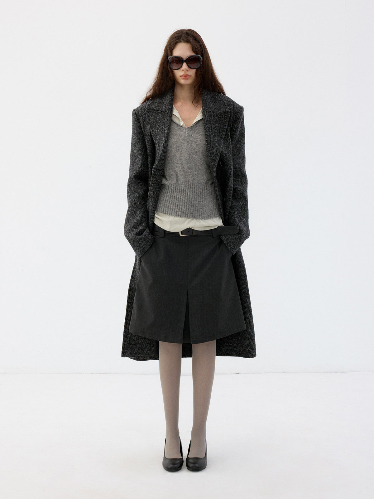 Vintage Herringbone Wool Coat