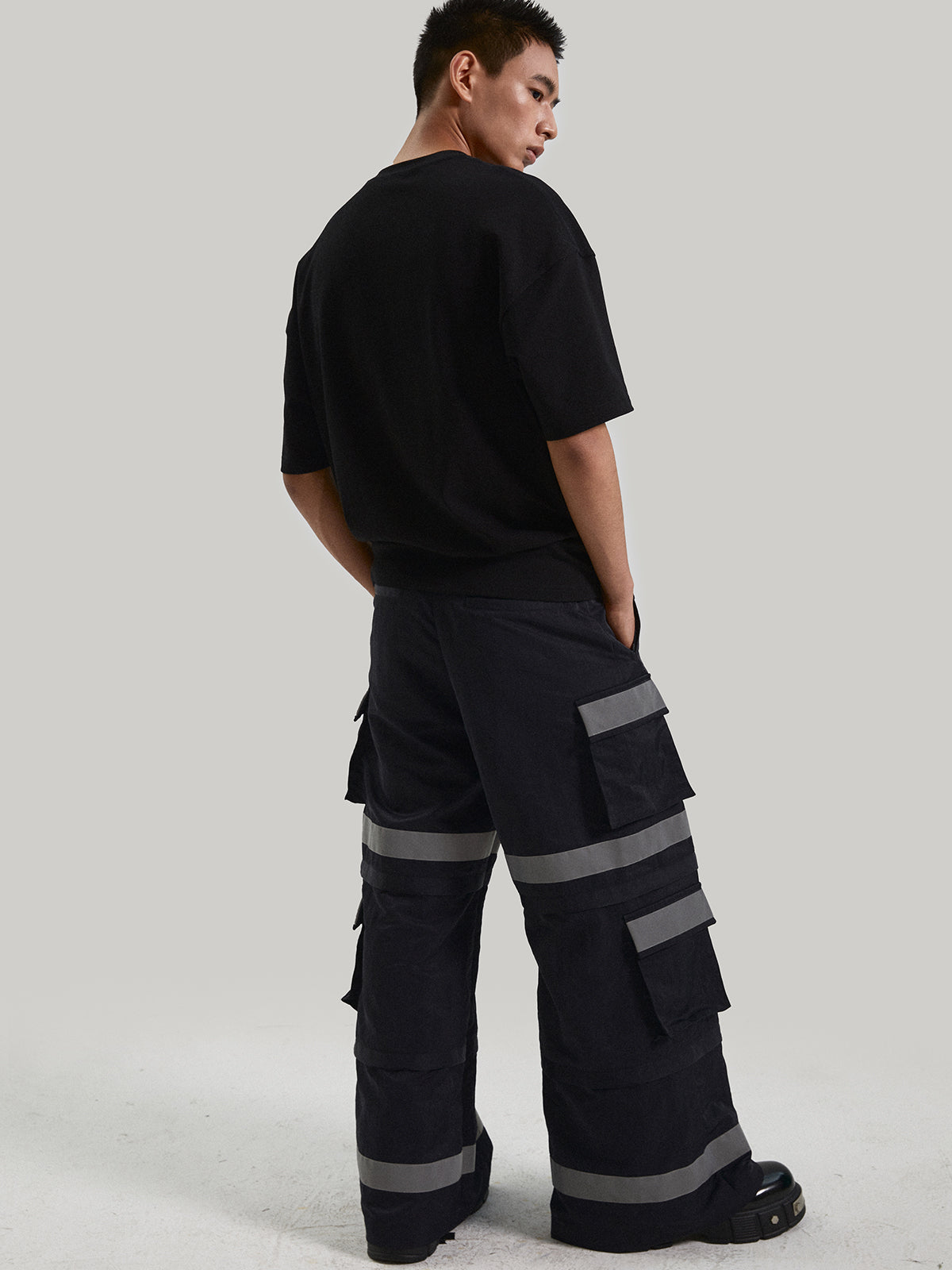 Reflective Strip Casual Wide Leg Pants