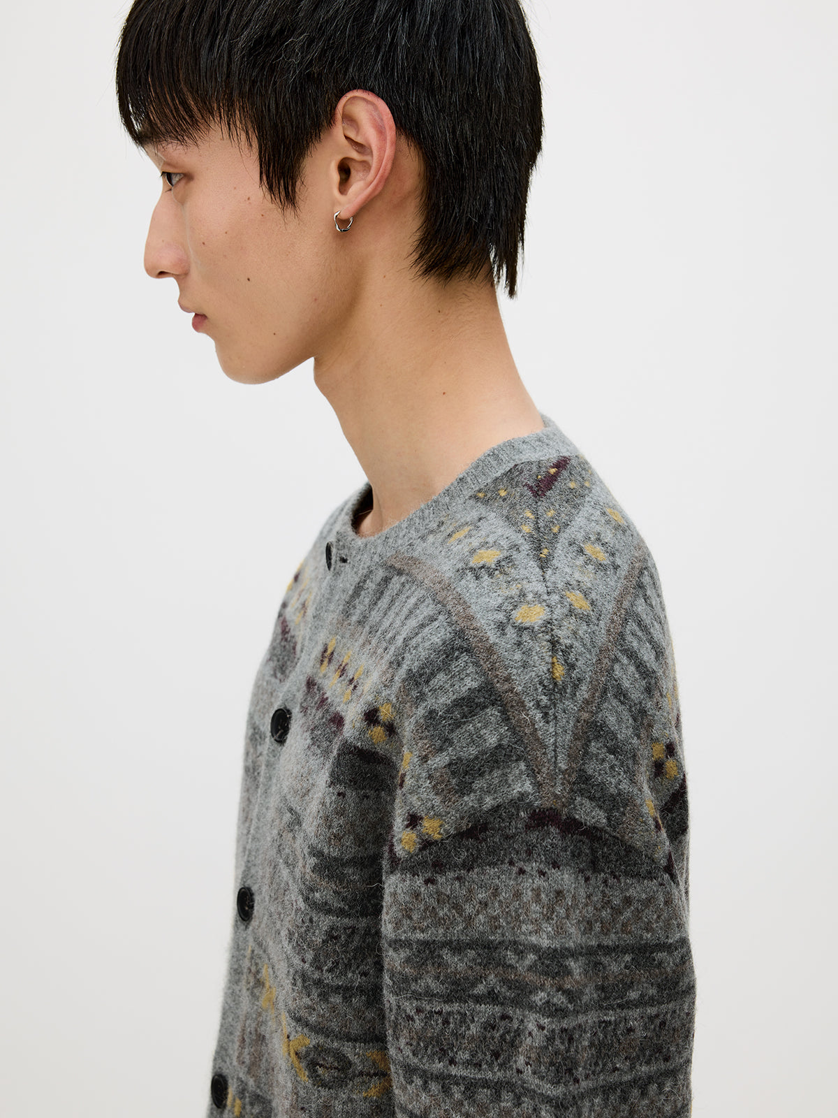 Crew Neck Button-Down Cardigan