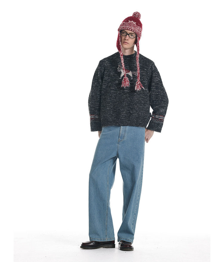 Unisex Tassel Jacquard Pony Sweater