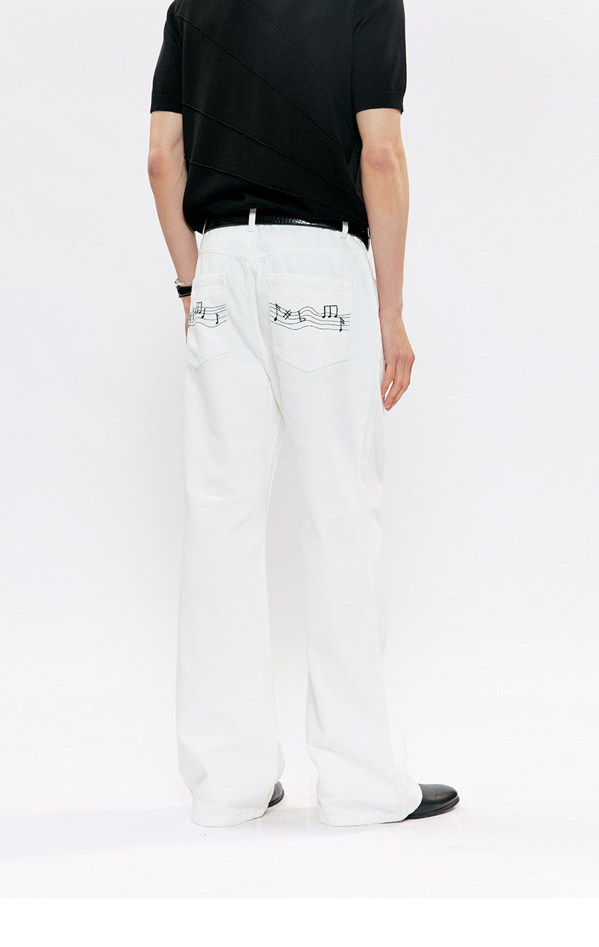Casual Straight-Leg Embroidered Jeans