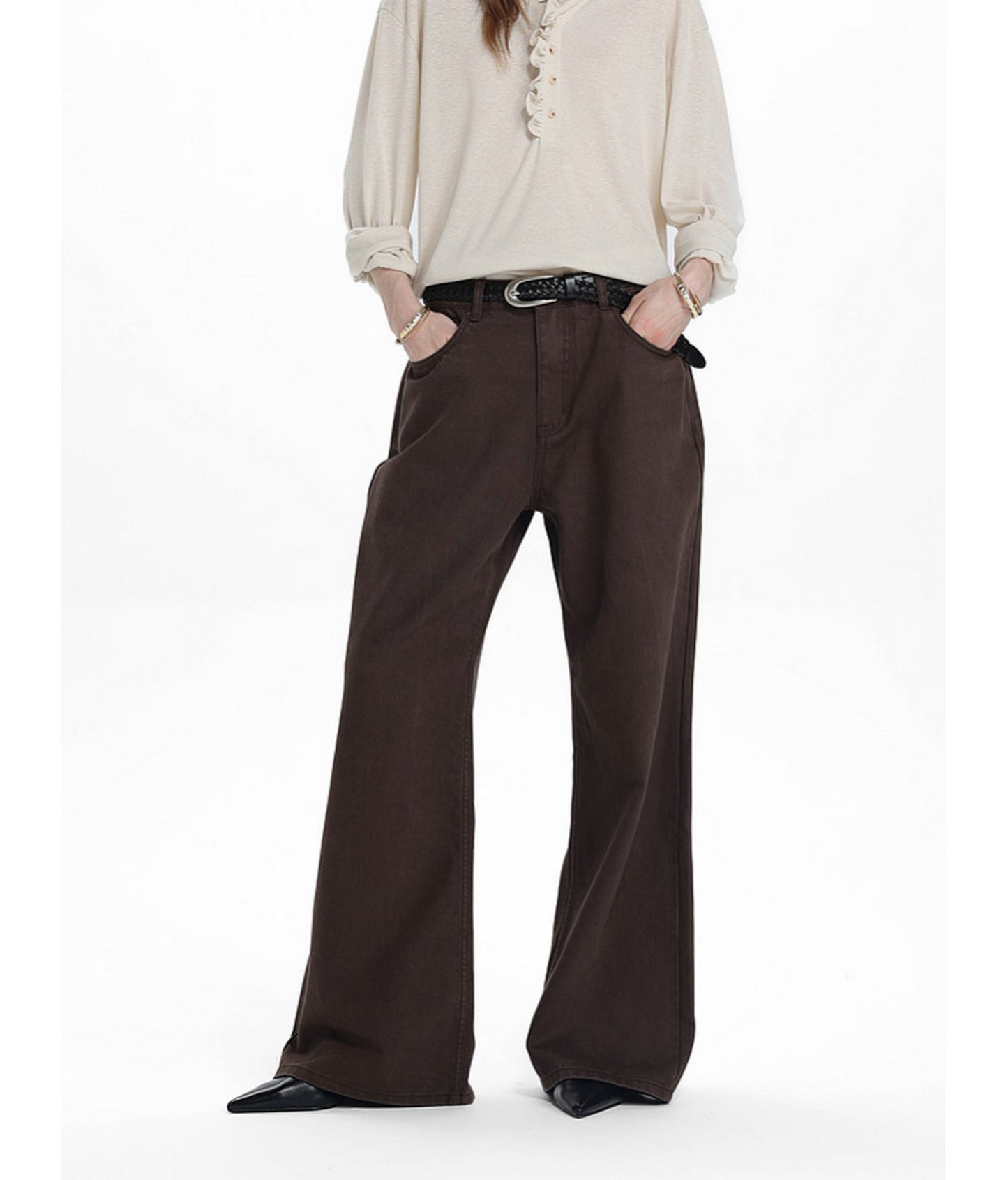 Low-Waist Straight-Leg Casual Pants