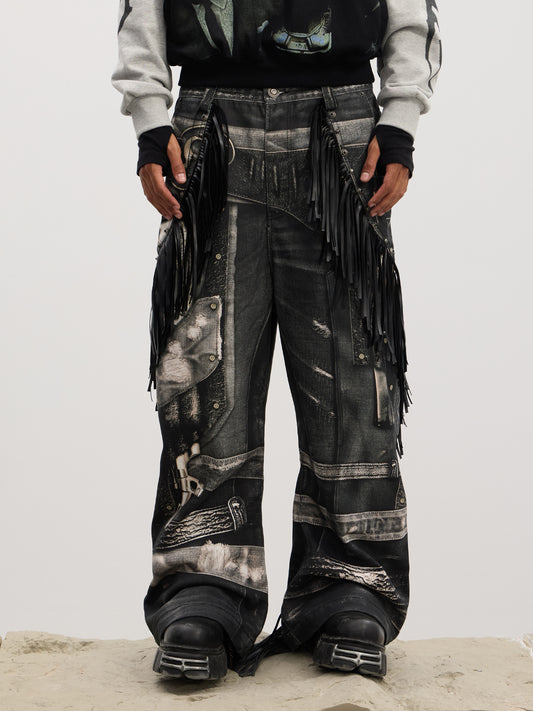 Double Gun Print Jeans