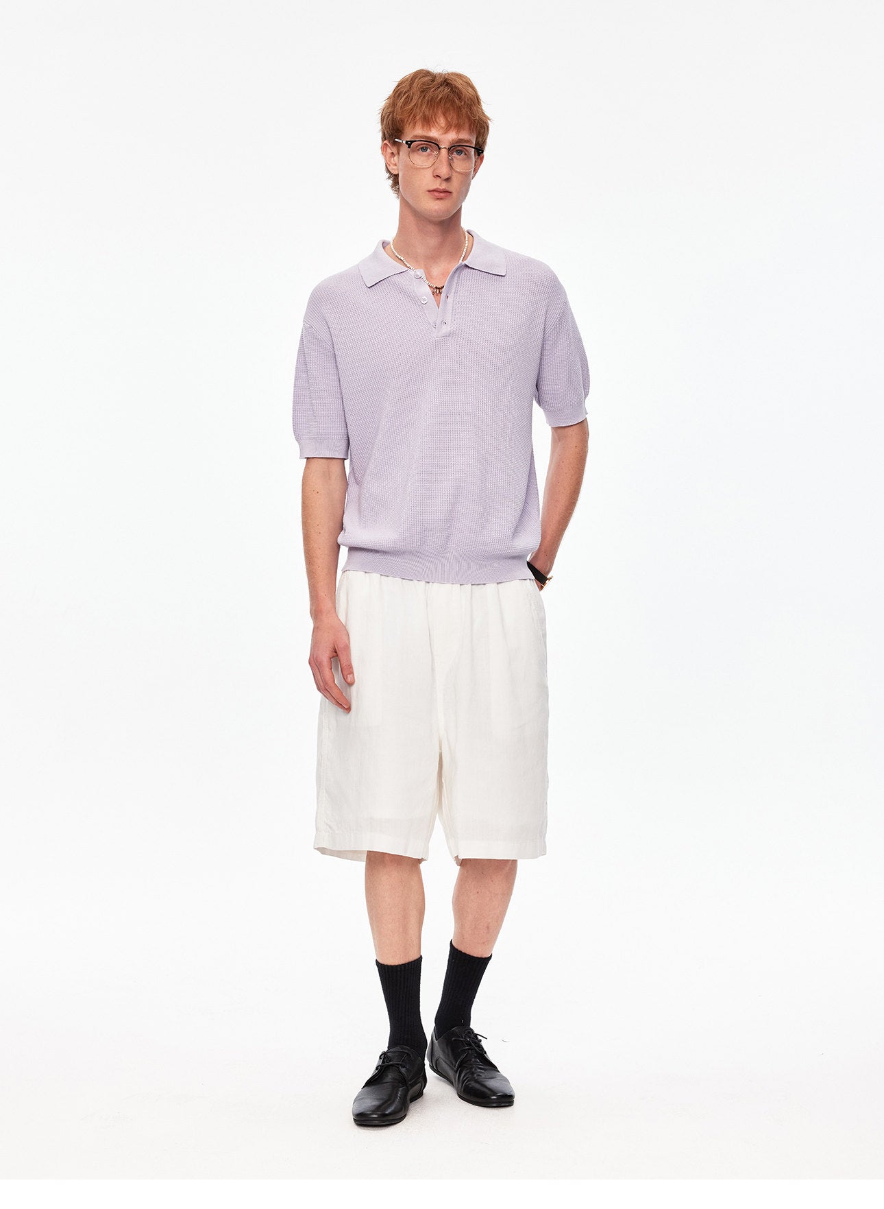Waffle-Knit Polo Shirt