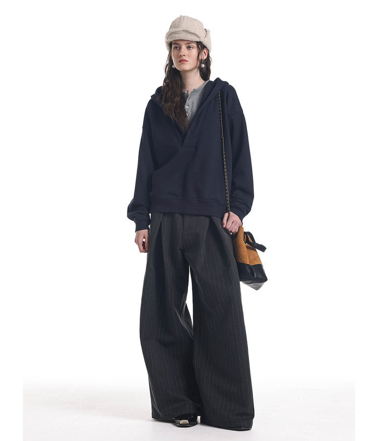 Herringbone Pleated Casual Pants