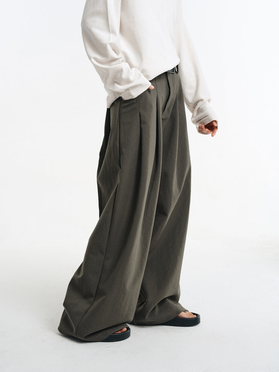 Wrinkle-resistant double-pleated casual pants