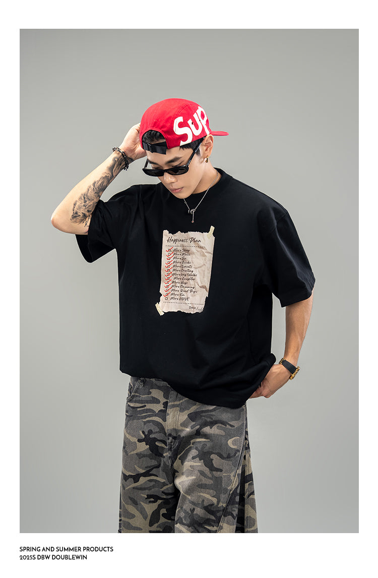 Damage Print Cotton T-Shirt