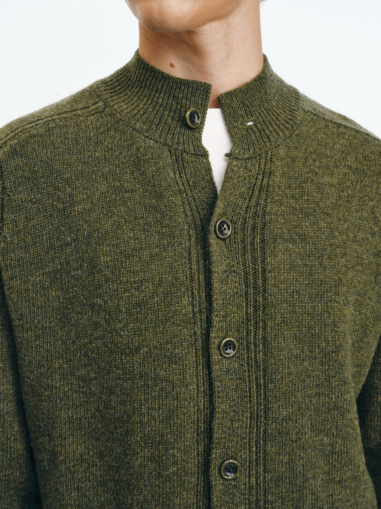 Wool Half-High Collar Cardigan