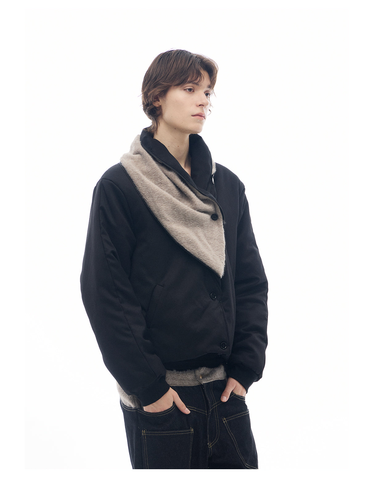 Draped Mink Fur Thick Cotton Jacket