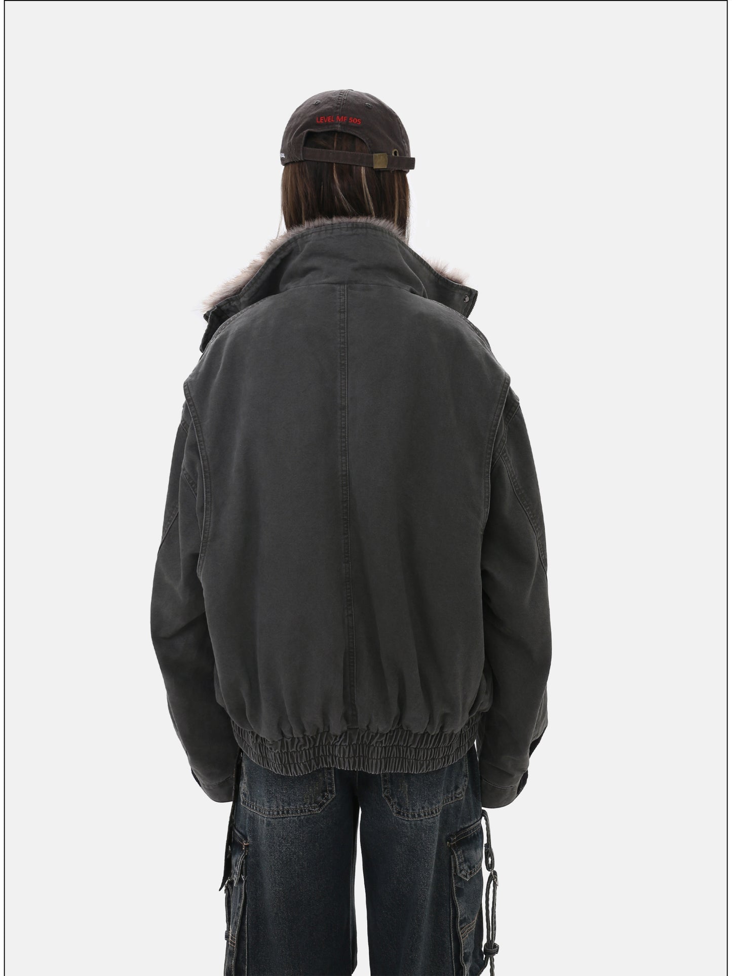 Detachable fur collar jacket