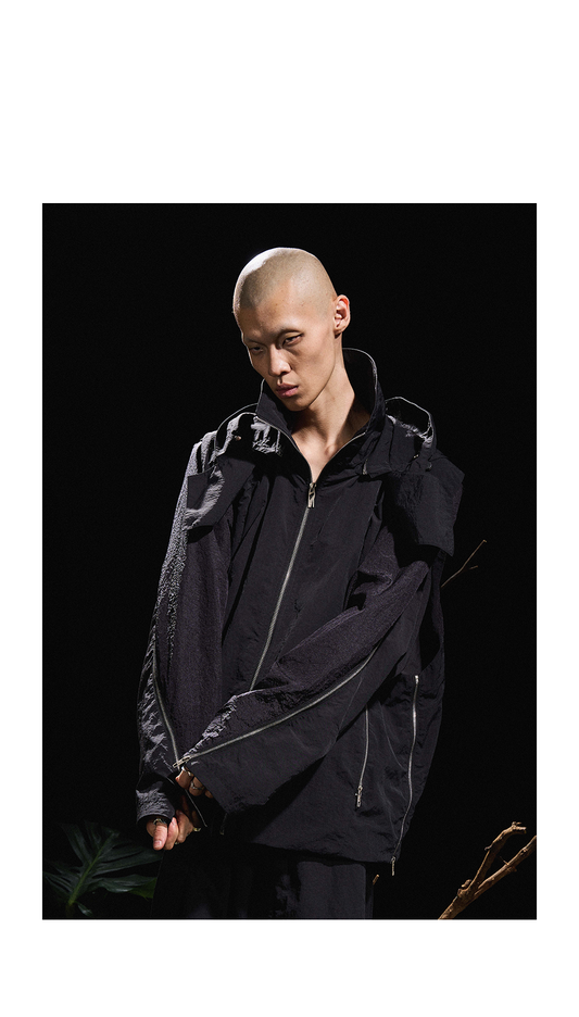 Detachable multi-zip hooded jacket