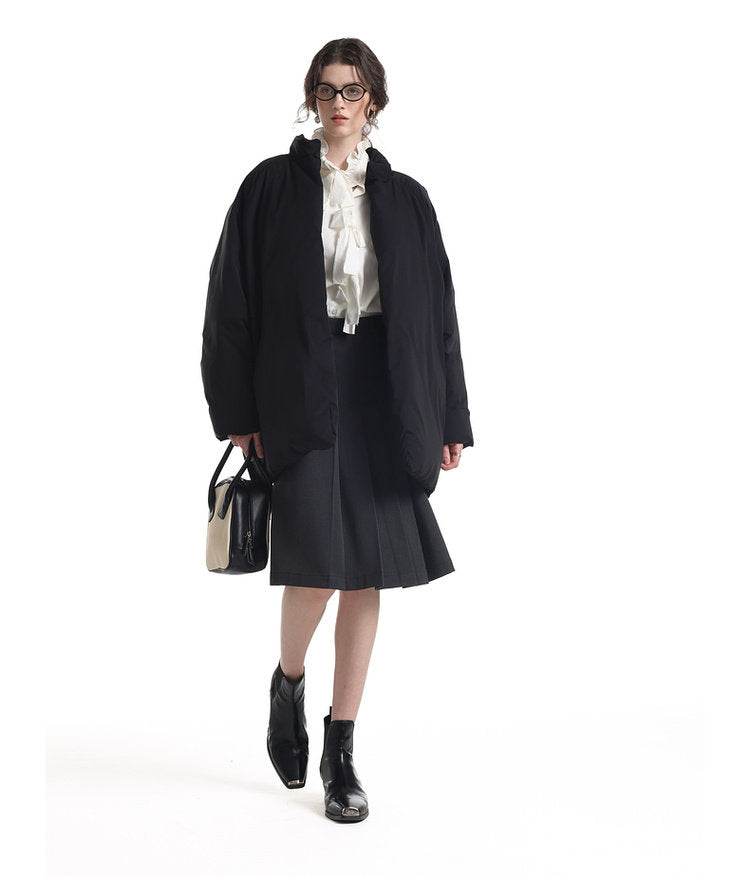 Mid-length down jacket with belt