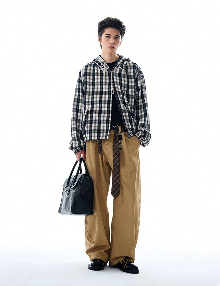 Checkered hooded shirt