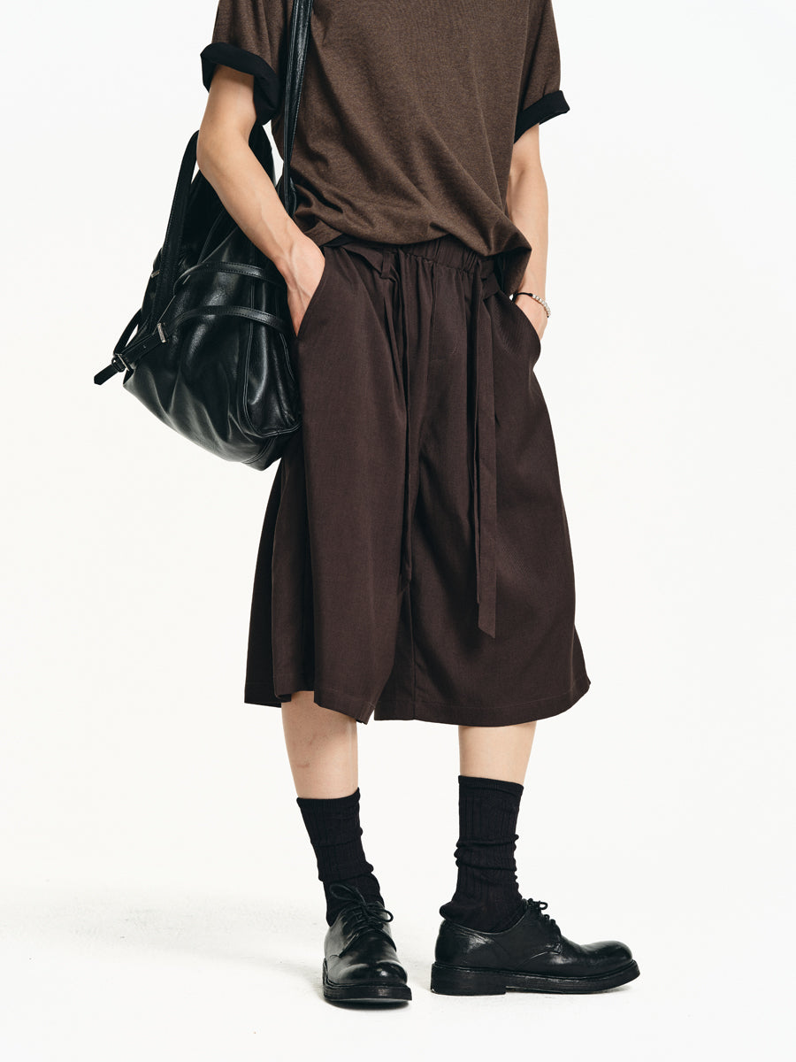 A-line Elastic Double Belt Shorts
