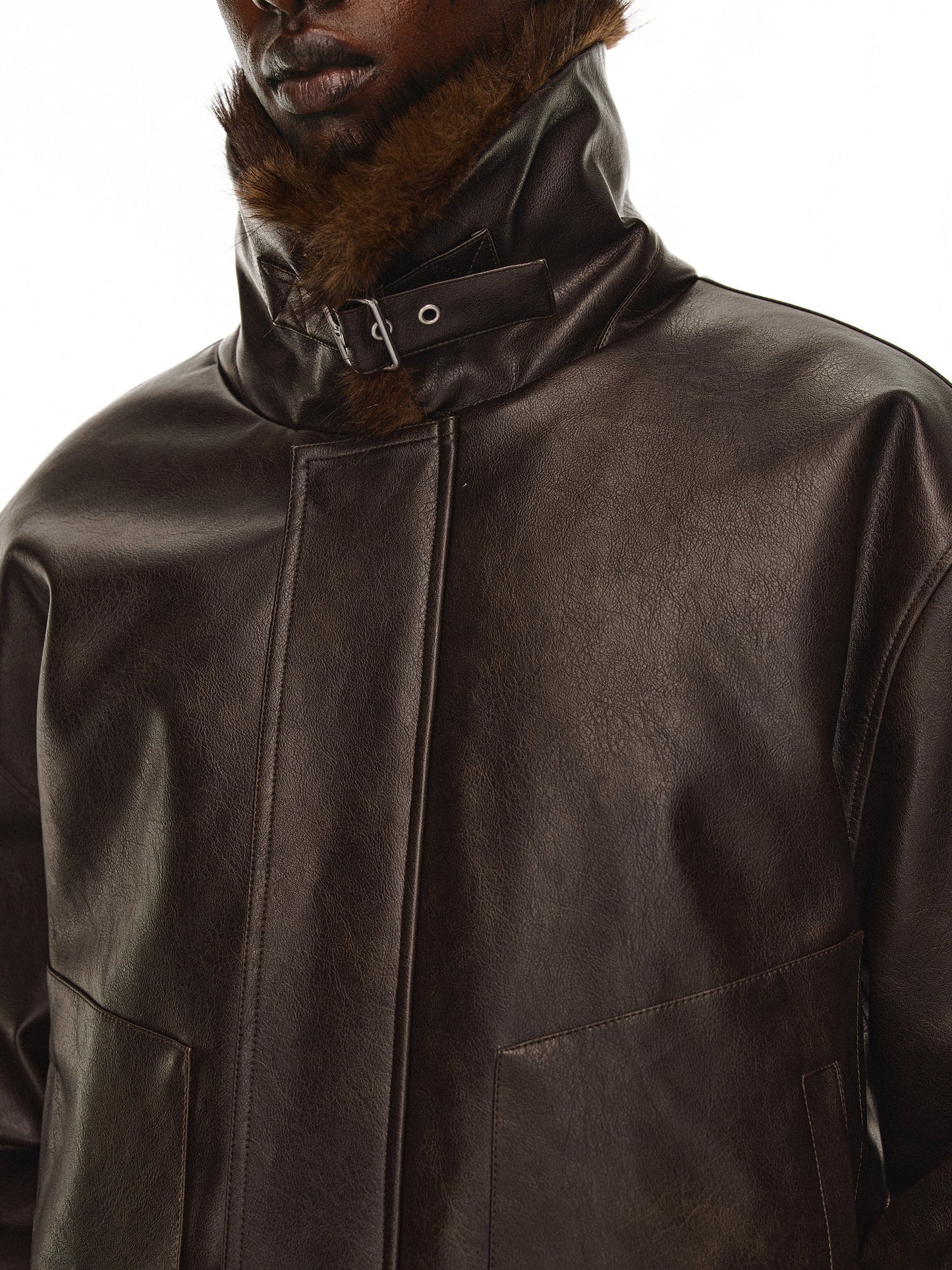 Eco-Friendly Fur Collar Jacket