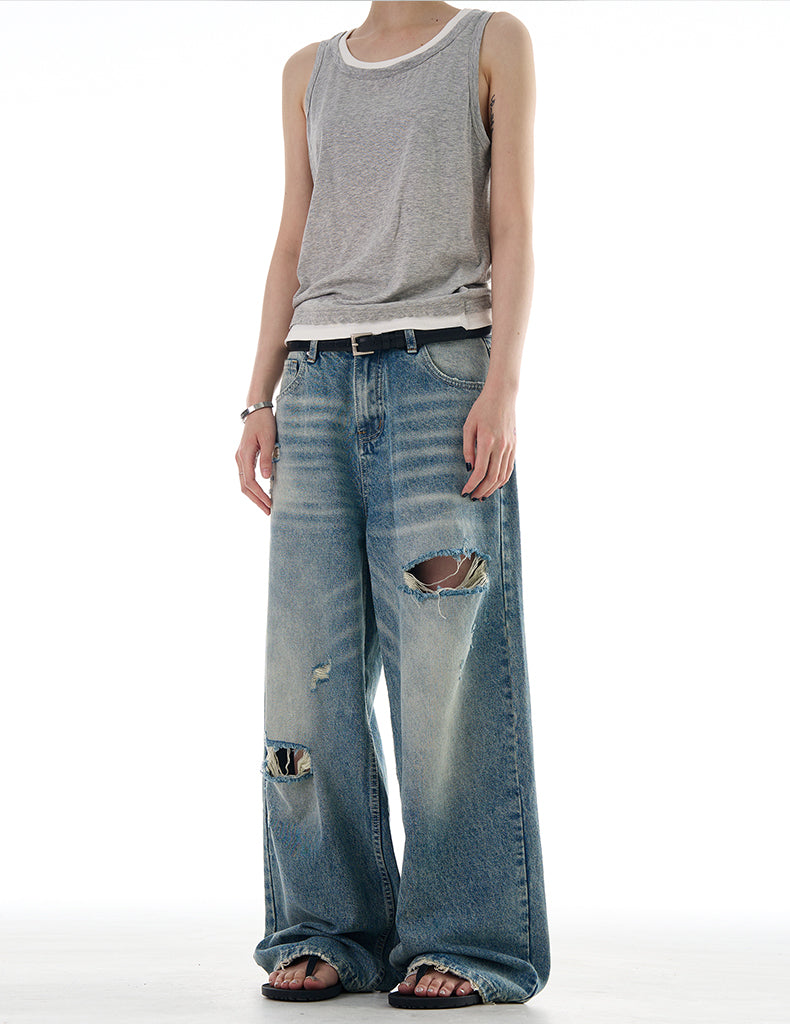 Old Washed Torn Jeans