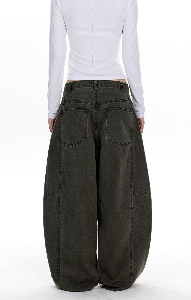 Deconstructed Wash Curved Blade Casual Pants