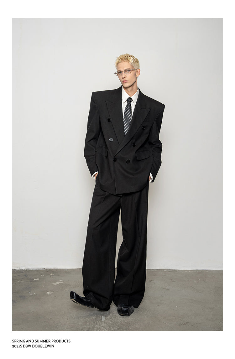 High-Quality Wool Blend Black Suit