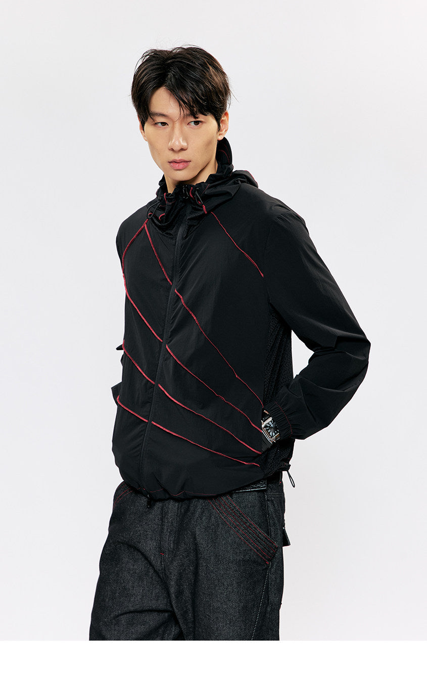 Diagonal-Zip Sunshade Jacket