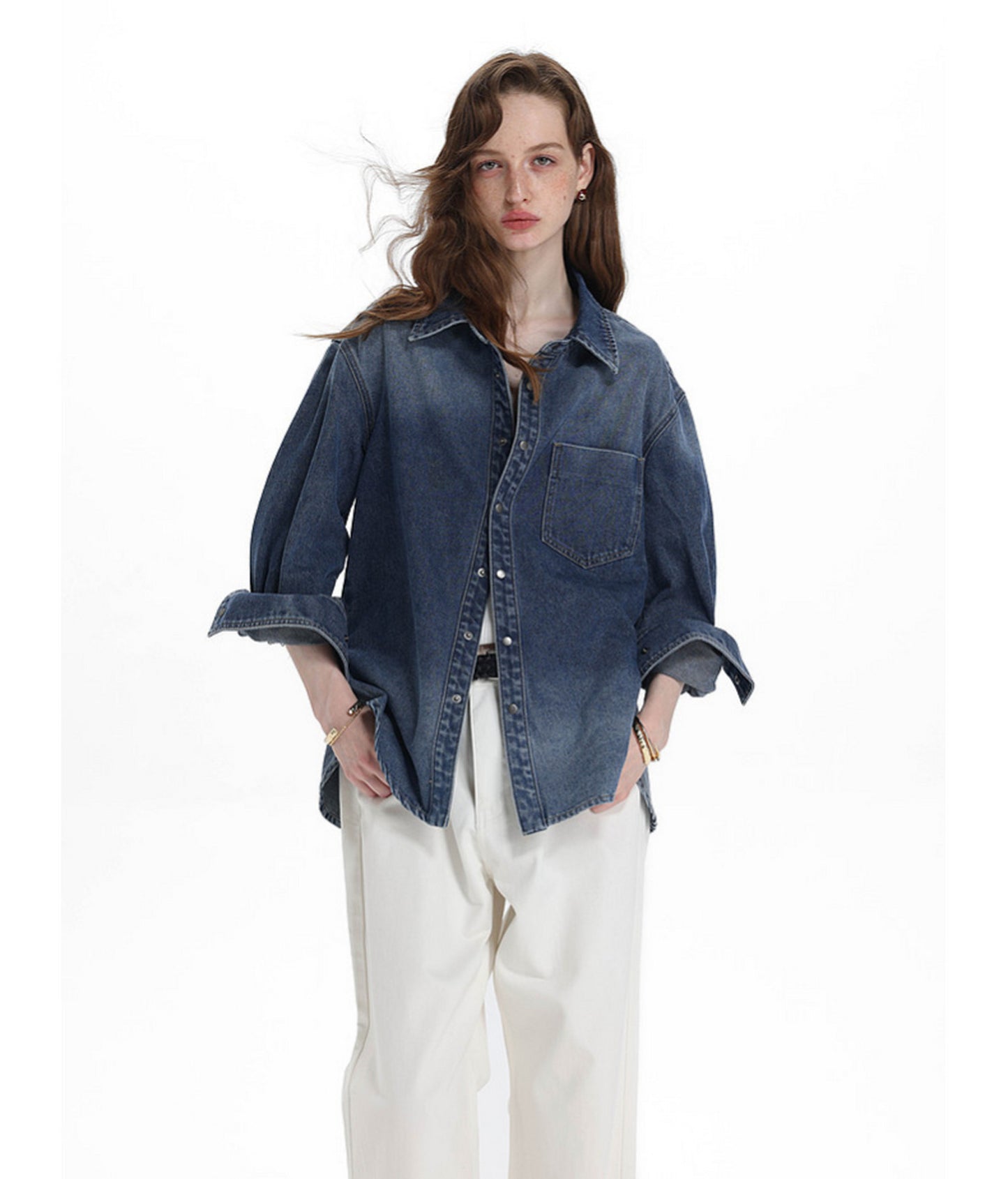 Vintage Relaxed-Fit Two-Tone Denim Shirt