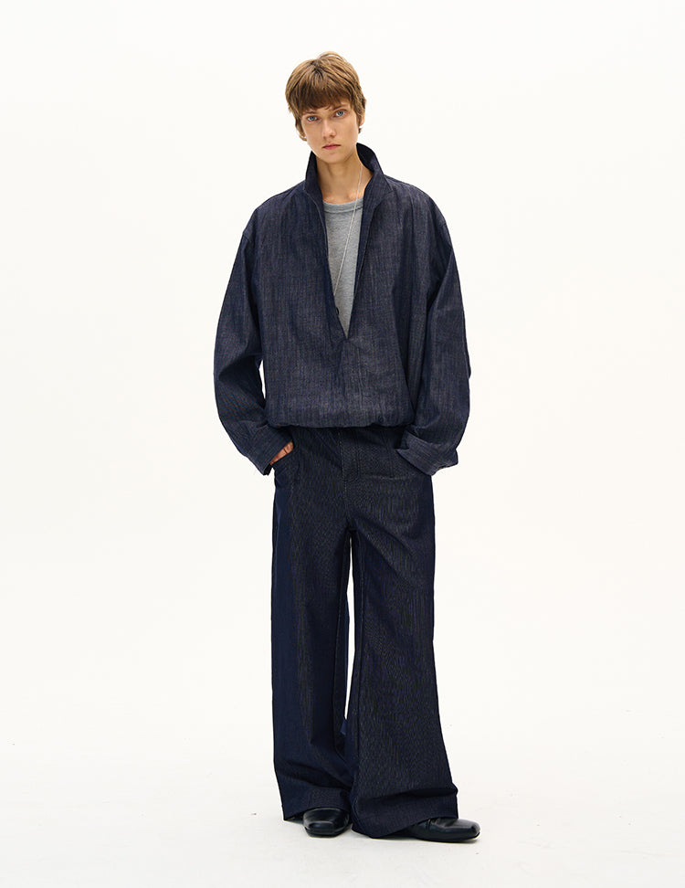 Denim-Look Two-Piece Shirt