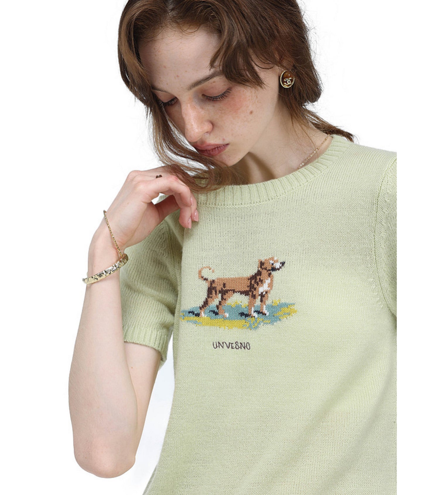 Vintage-Style Animal-Print Knit Shirt