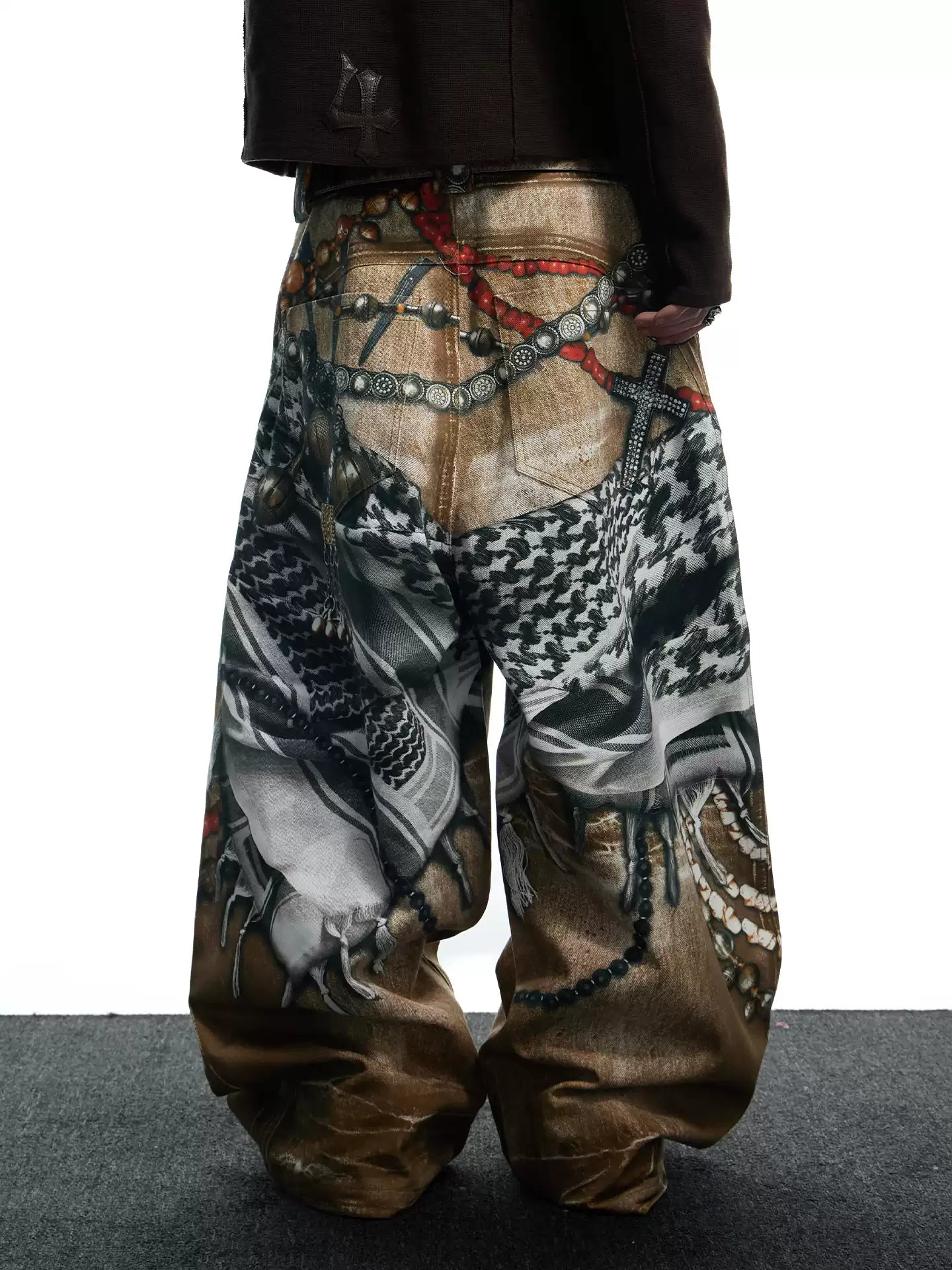 Distressed Finish 3D Printed Baggy Jeans