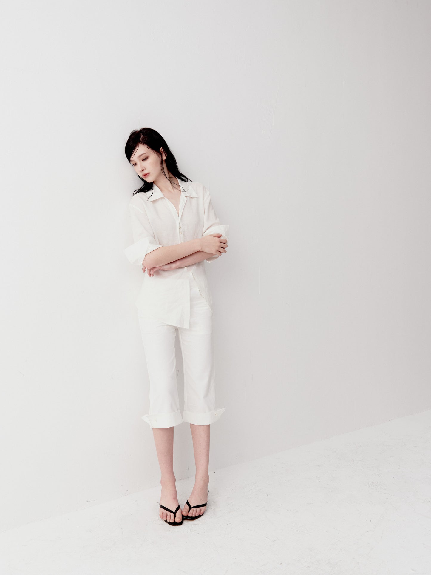 Shirt with Diagonal Placket and Slit