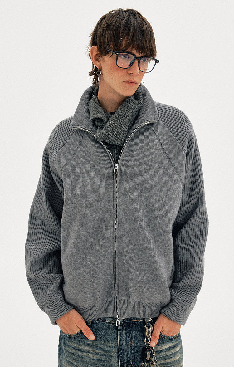 Stand Collar Knit Jacket