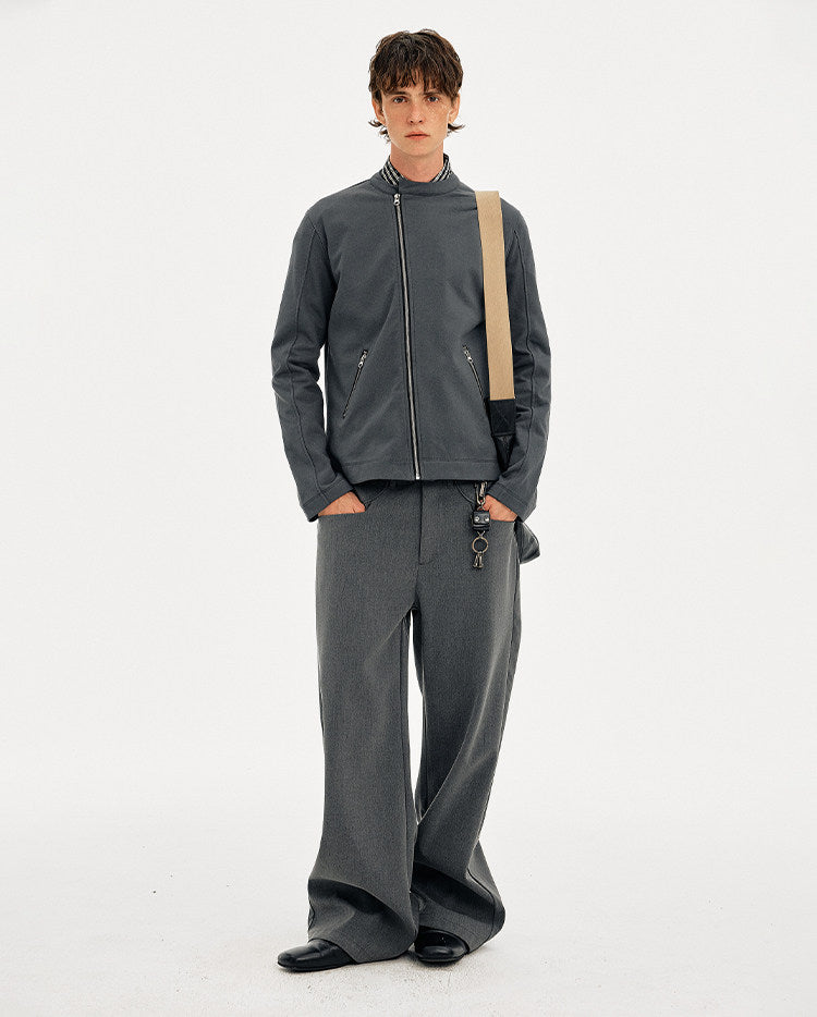 Sweatshirt with Diagonal Zipper Design