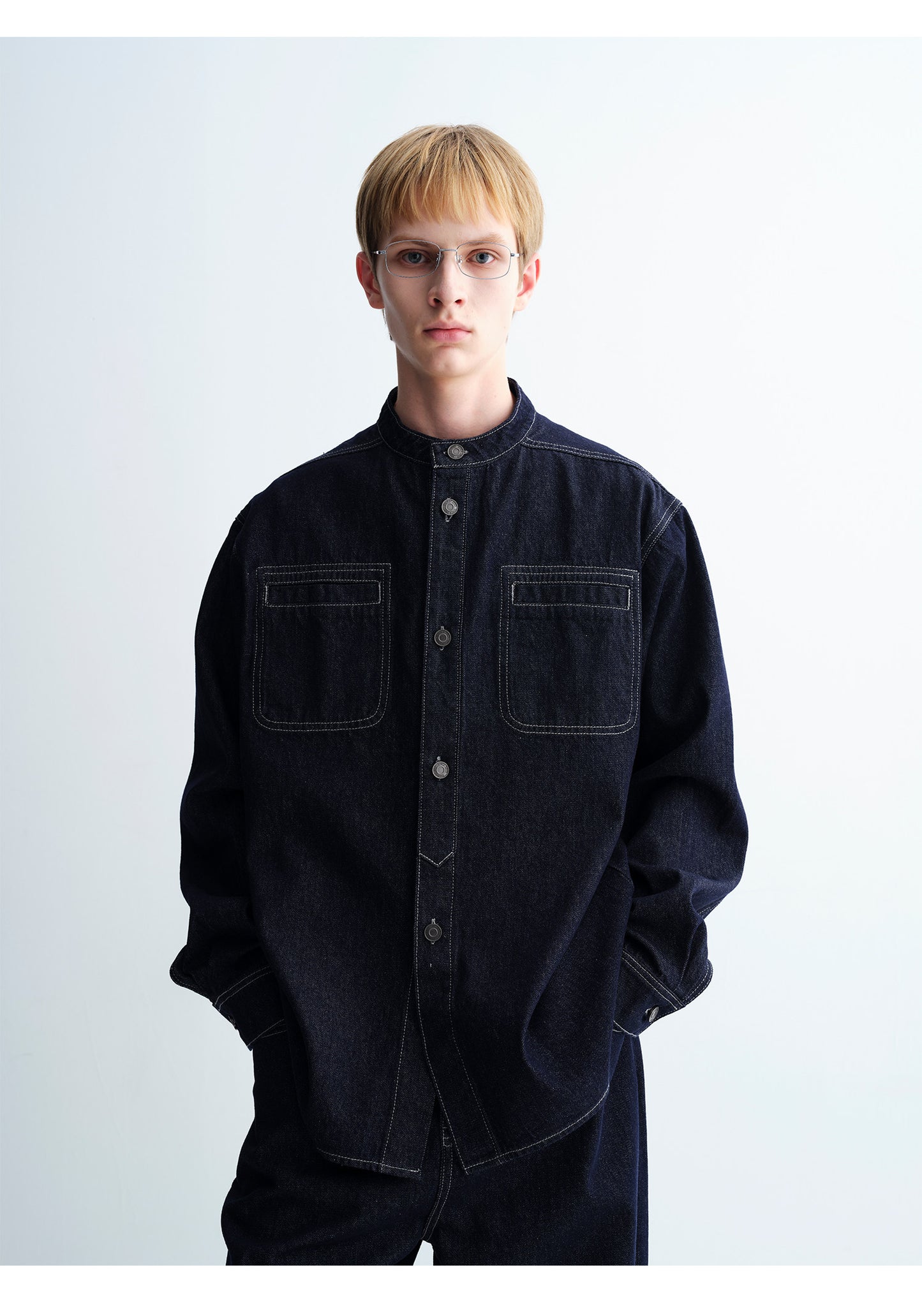 Henry Collar Double Pocket Shirt