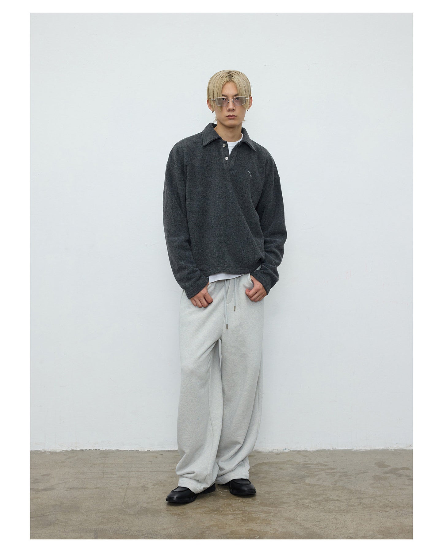 Double-sided fleece collar polo shirt