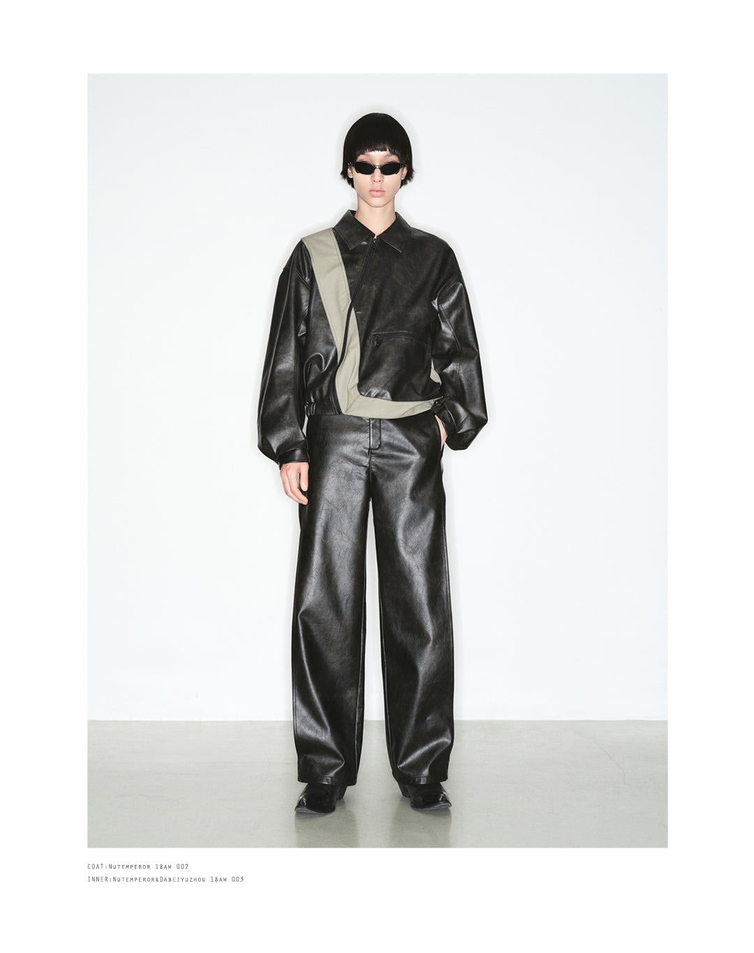 Zipper imitation leather jacket