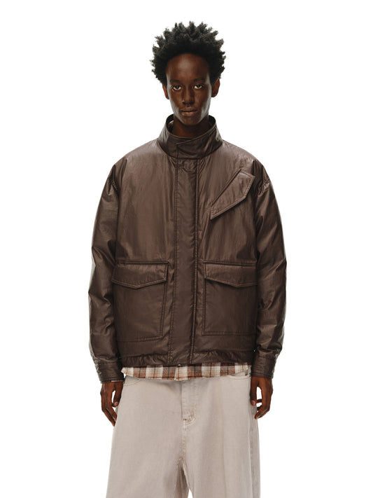 Coated Fur Collar Jacket