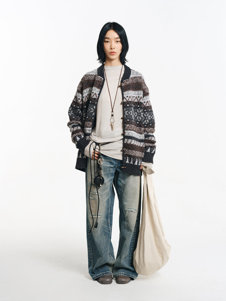 Hand Stitched Ripped Slim Straight Jeans